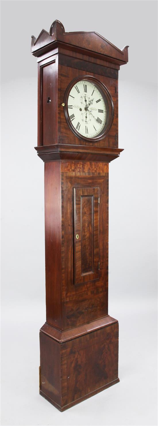 Thomas Hill of Strathaven. An early 19th century mahogany eight day longcase clock, 7ft 5in.